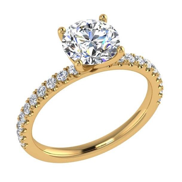 Round Diamond Engagement Ring with Side Stones 18K Gold (0.25 ct. tw) - Thenetjeweler