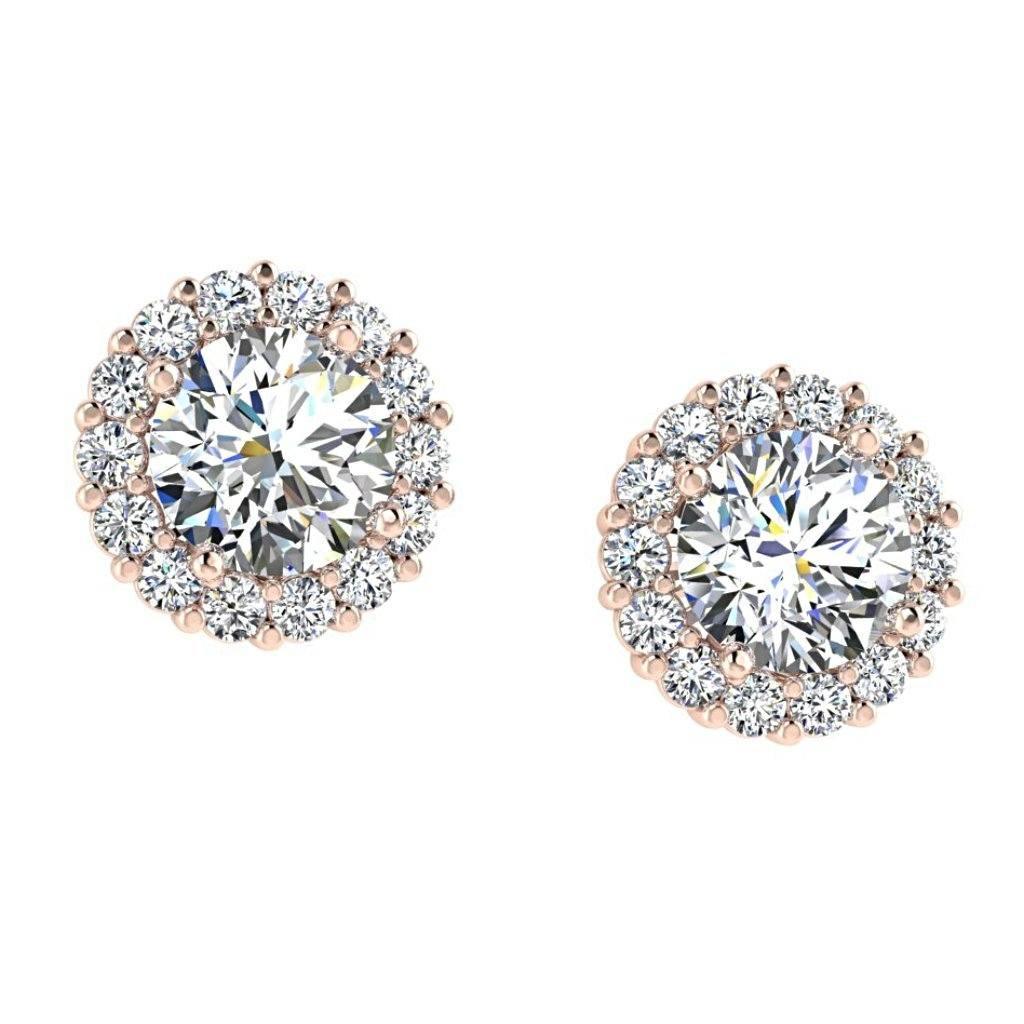Diamond Halo Stud Earrings 14K White Gold Setting - Thenetjeweler