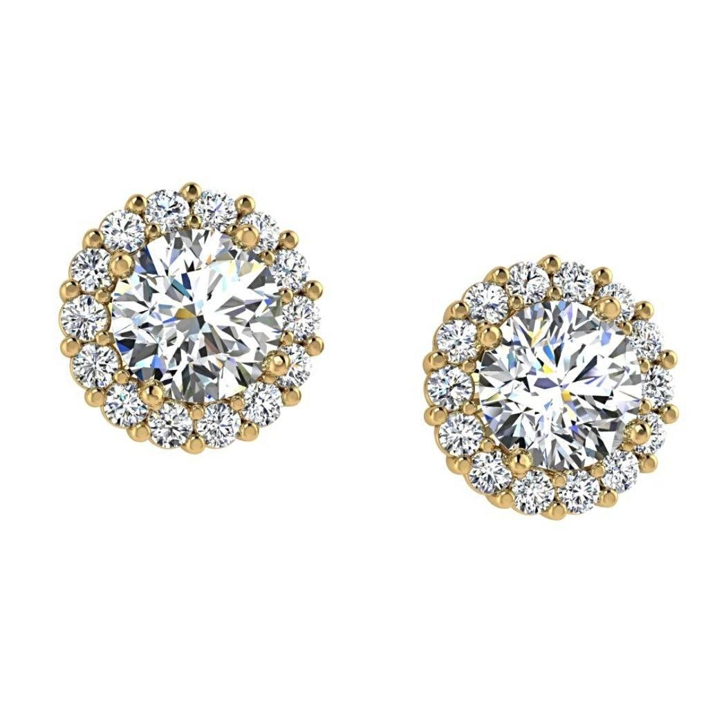 Diamond Halo Stud Earrings 14K White Gold Setting - Thenetjeweler
