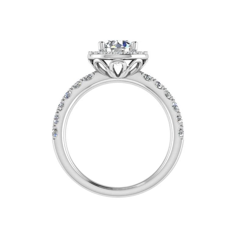 Halo Round Diamond Engagement Ring 18k Gold 0.52 ct. t.w. - Thenetjeweler