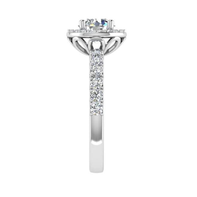 Halo Round Diamond Engagement Ring 18k Gold 0.52 ct. t.w. - Thenetjeweler