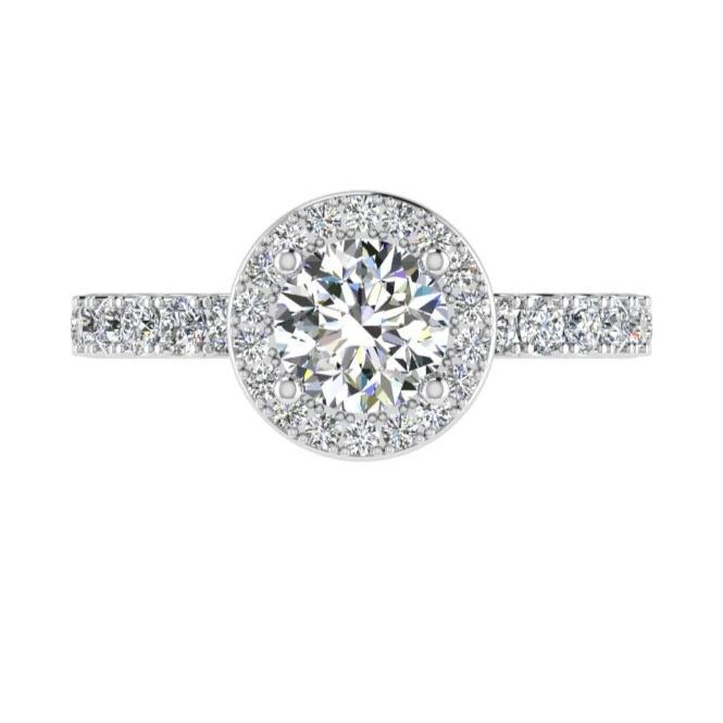Halo Round Diamond Engagement Ring 18k Gold 0.52 ct. t.w. - Thenetjeweler