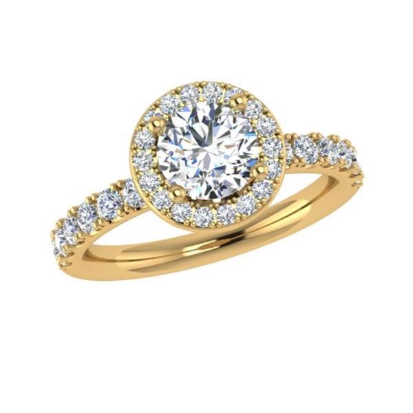 Halo Round Diamond Engagement Ring 18k Gold 0.52 ct. t.w. - Thenetjeweler