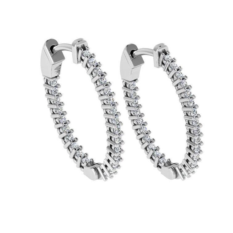 Diamond Inside Out Hoop Earrings 14K Gold 0.75 ct. tw - Thenetjeweler