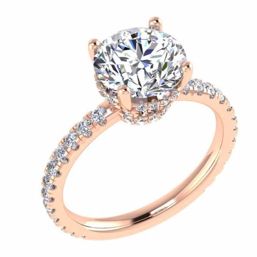 Round Diamond Side Stone Engagement Ring Setting 18K Gold - Thenetjeweler