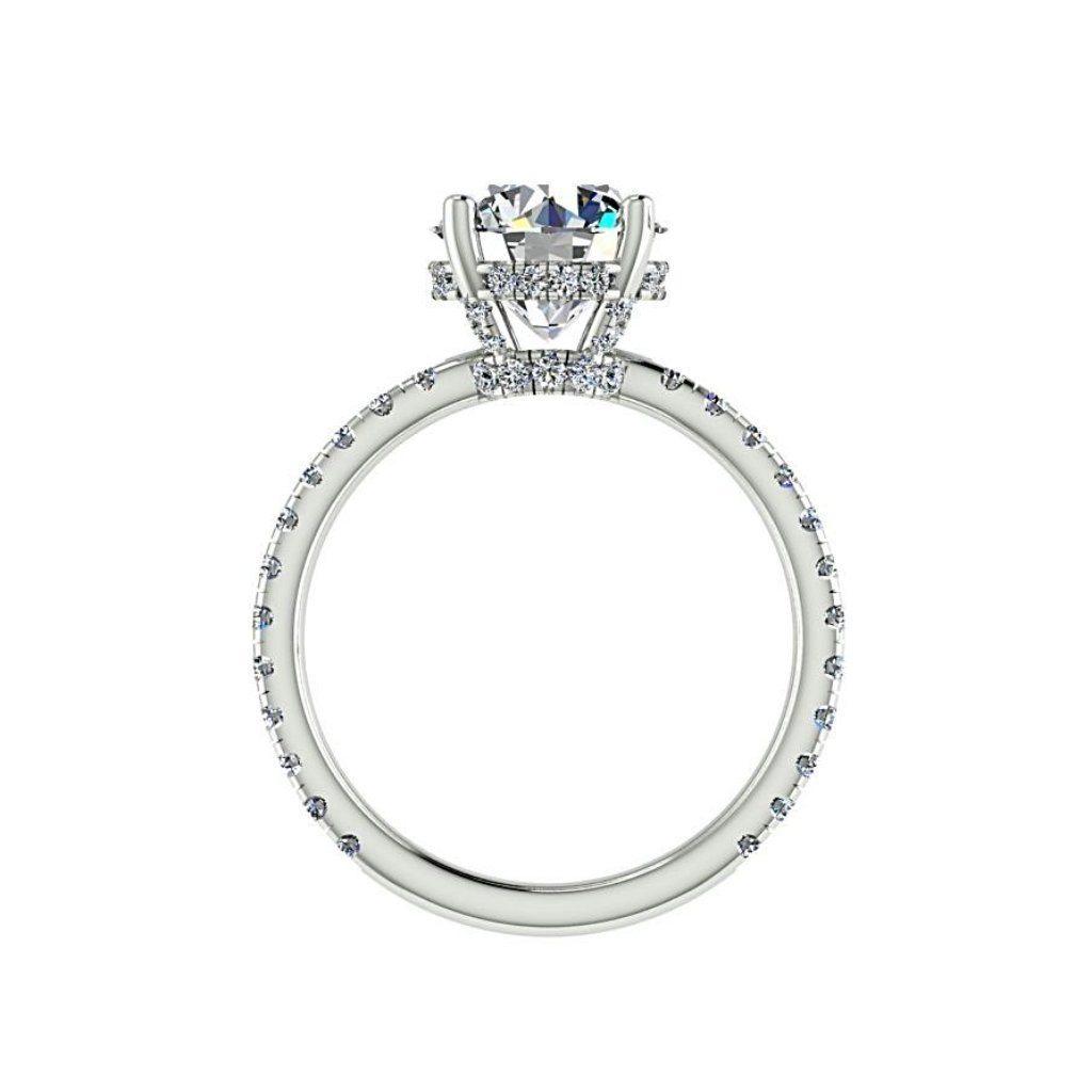 Round Diamond Side Stone Engagement Ring Setting 18K Gold - Thenetjeweler