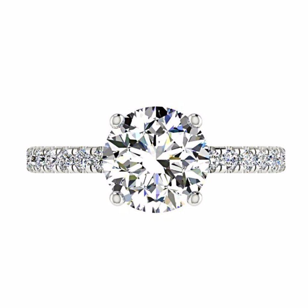 Round Diamond Side Stone Engagement Ring Setting 18K Gold - Thenetjeweler