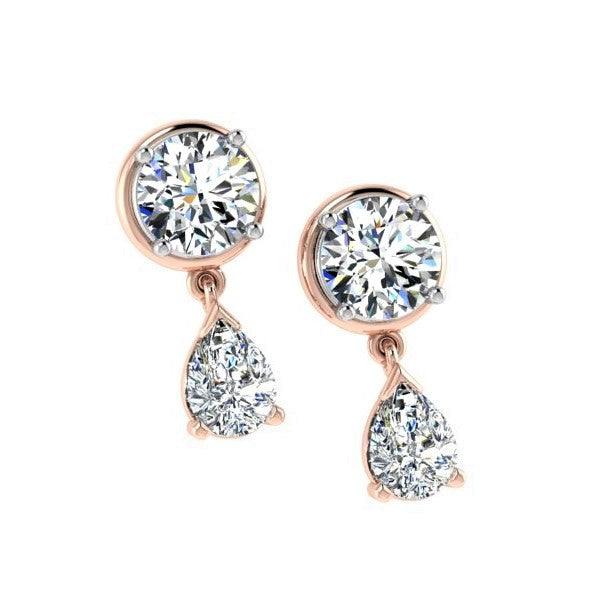 Diamond Dangle Jacket Earrings 14K Gold - Thenetjeweler