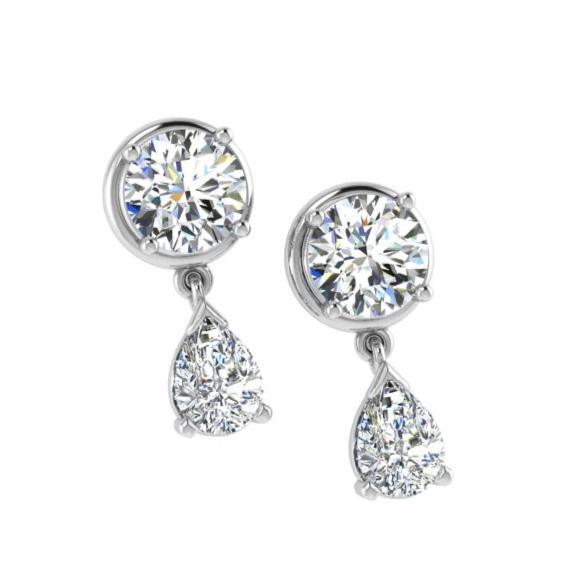 Diamond Dangle Jacket Earrings 14K Gold - Thenetjeweler