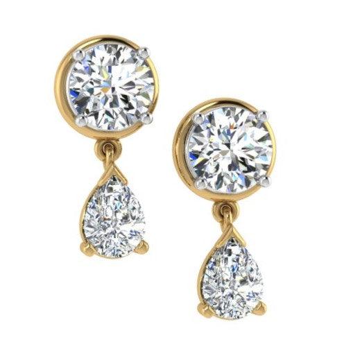 Diamond Dangle Jacket Earrings 14K Gold - Thenetjeweler