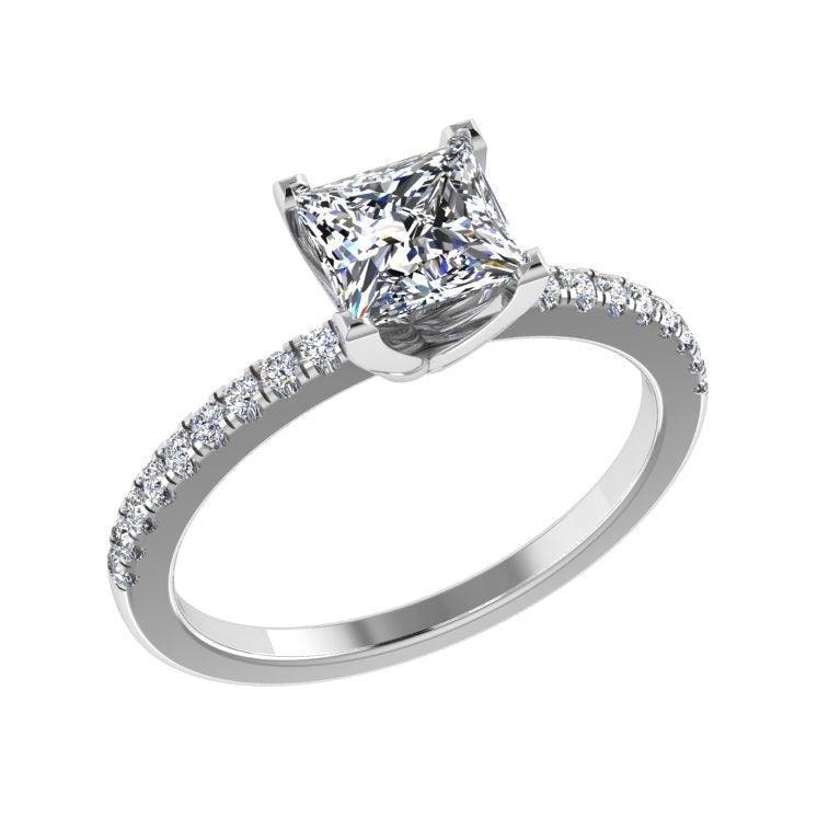 princess cut diamond engagement ring white gold (0.12 ct. tw) - Thenetjeweler