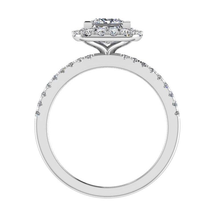 Princess cut diamond halo engagement ring 18K Gold - Thenetjeweler