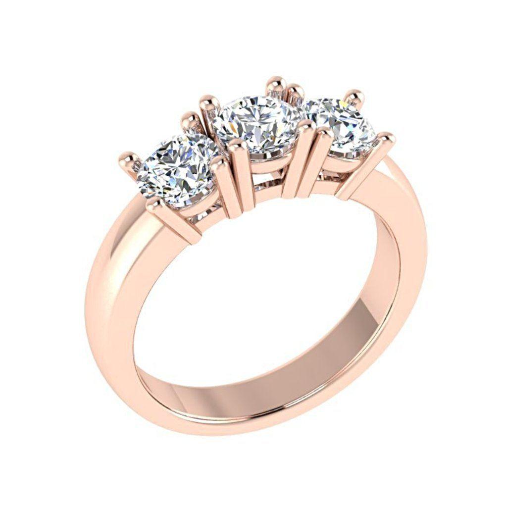 Three Stone Engagement Ring 18K Gold - Thenetjeweler