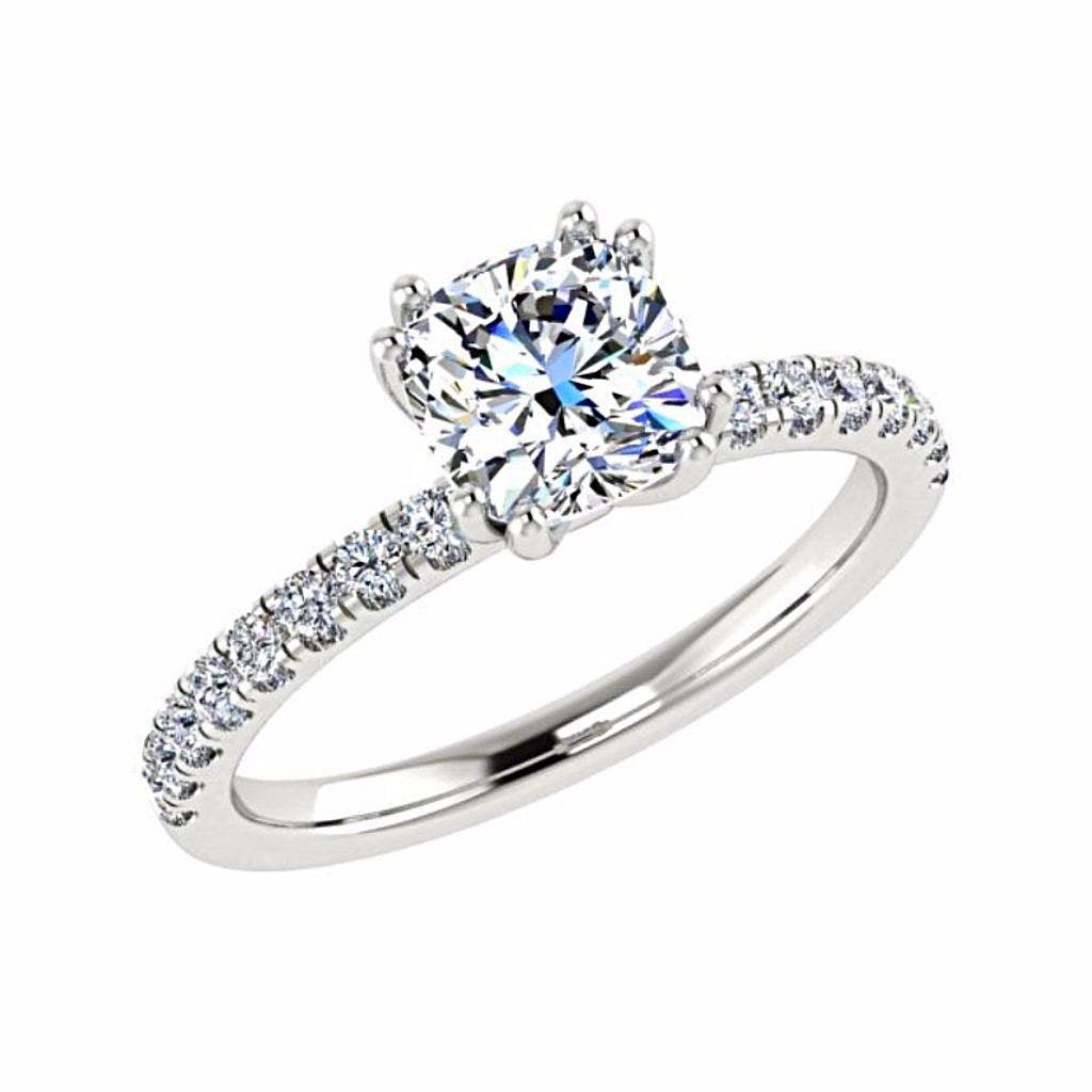 Cushion Diamond Double Prong Setting 18K Gold (0.22 ct.tw.) - Thenetjeweler