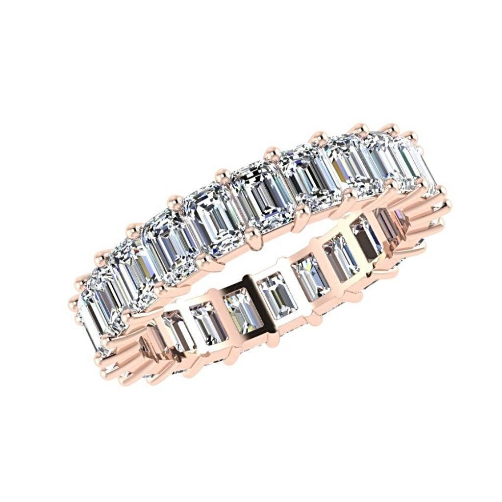 Emerald Cut Diamond Eternity Ring 18K Gold (3.68 ct. tw.) - Thenetjeweler