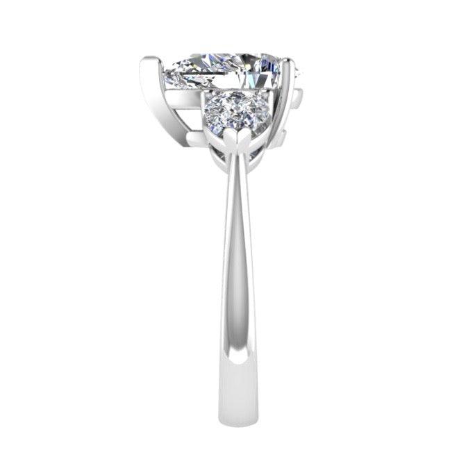 Pear Shape Three Stone Diamond Engagement Ring 18K Gold - Thenetjeweler