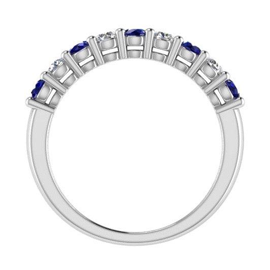 Sapphire and Diamond Semi Eternity Ring 14K Gold - Thenetjeweler