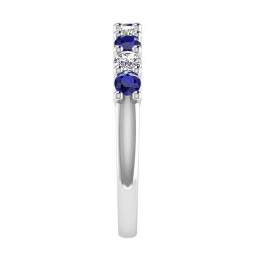 Sapphire and Diamond Semi Eternity Ring 14K Gold - Thenetjeweler