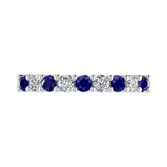 Sapphire and Diamond Semi Eternity Ring 14K Gold - Thenetjeweler