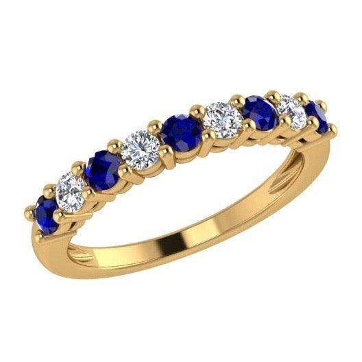 Sapphire and Diamond Semi Eternity Ring 14K Gold - Thenetjeweler