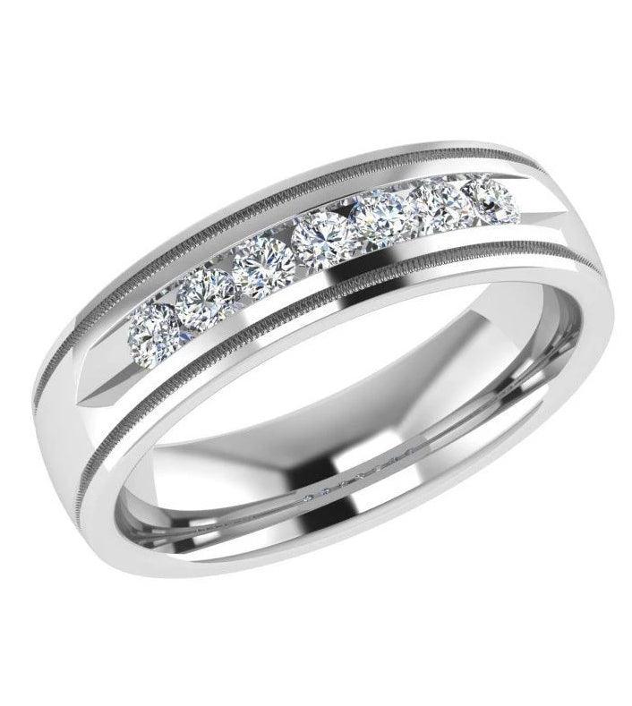 Channel Set Diamond Wedding Ring Milgrain (0.40 ct. tw.) - Thenetjeweler