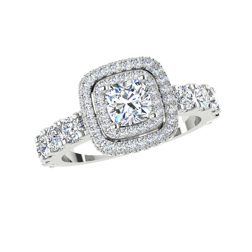 Double Halo Diamond Engagement Ring (1.50 ct.tw) - Thenetjeweler