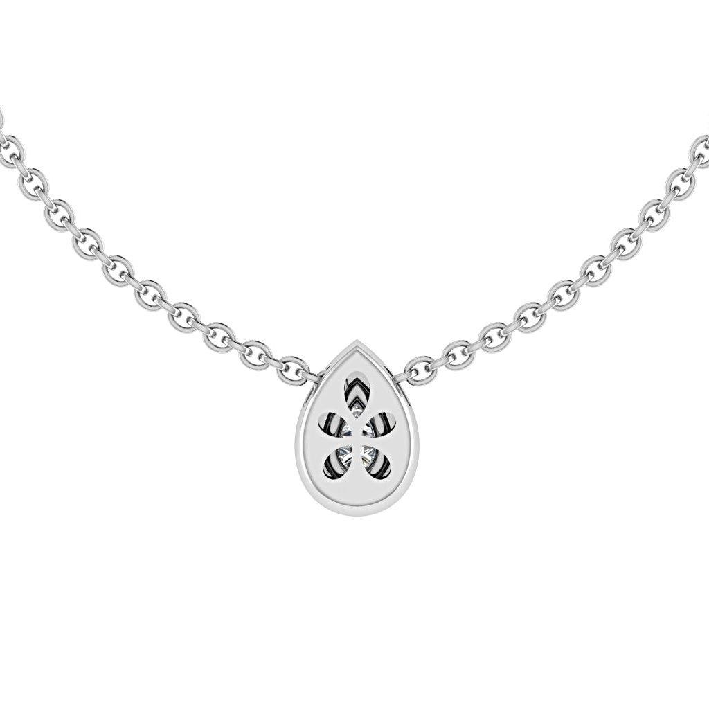Pear Shape Diamond Halo Floating Pendant in 18k White Gold (0.12ct halo) - Thenetjeweler