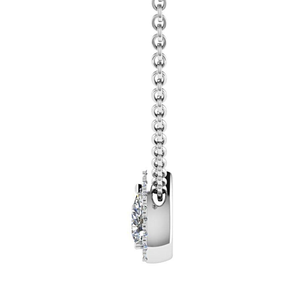 Pear Shape Diamond Halo Floating Pendant in 18k White Gold (0.12ct halo) - Thenetjeweler