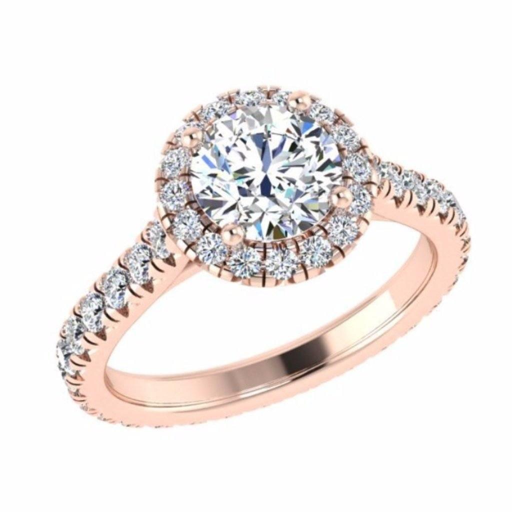 Round Diamond Halo Eternity Engagement Ring 18K Gold - Thenetjeweler