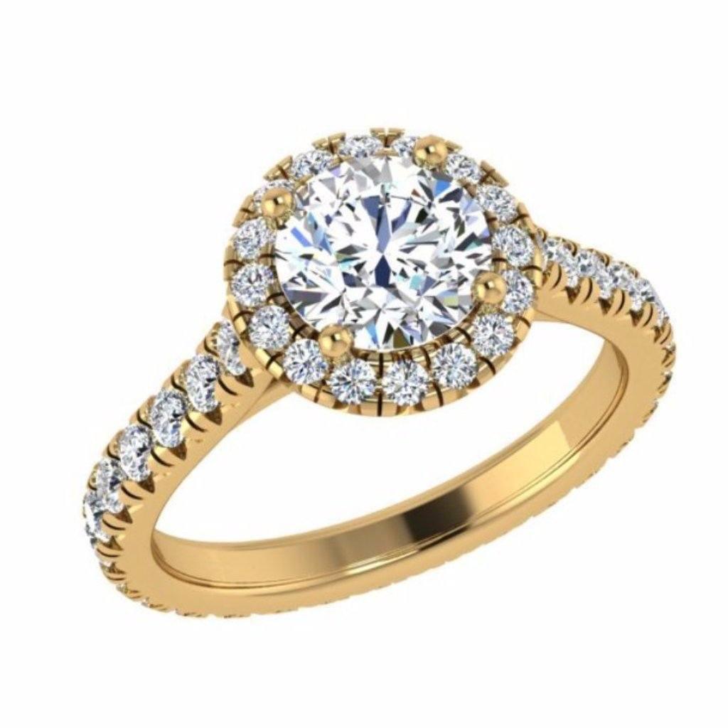 Round Diamond Halo Eternity Engagement Ring 18K Gold - Thenetjeweler
