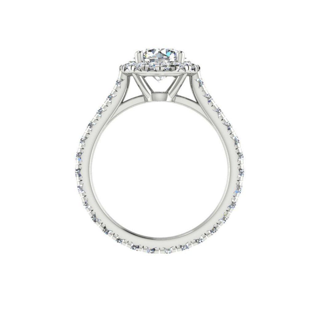 Round Diamond Halo Eternity Engagement Ring 18K Gold - Thenetjeweler
