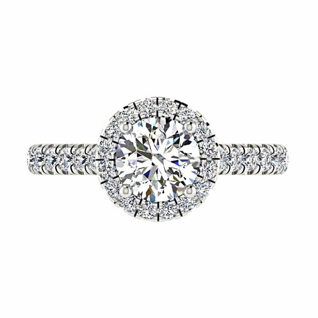 Round Diamond Halo Eternity Engagement Ring 18K Gold - Thenetjeweler