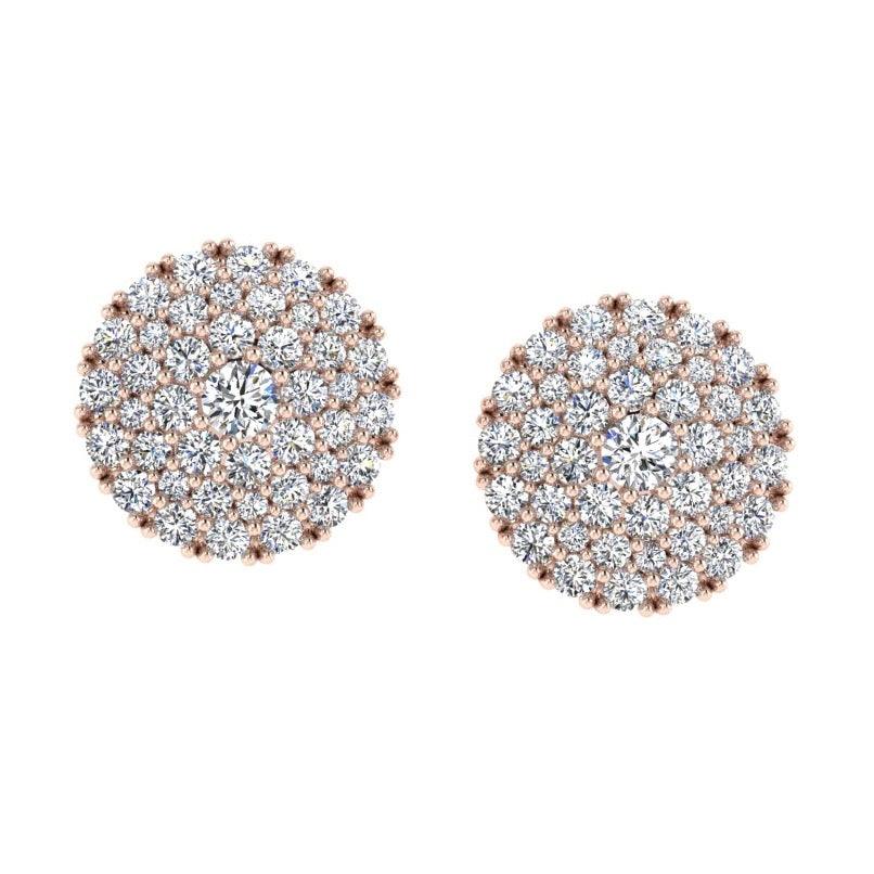 3 Row Halo Diamond Pave Stud Earrings - Thenetjeweler