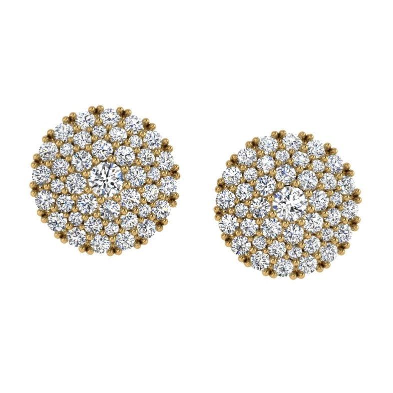 3 Row Halo Diamond Pave Stud Earrings - Thenetjeweler