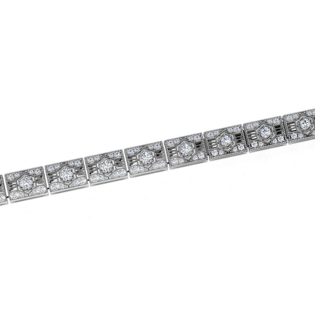 Square Link Milgrain Diamond Bracelet - Thenetjeweler