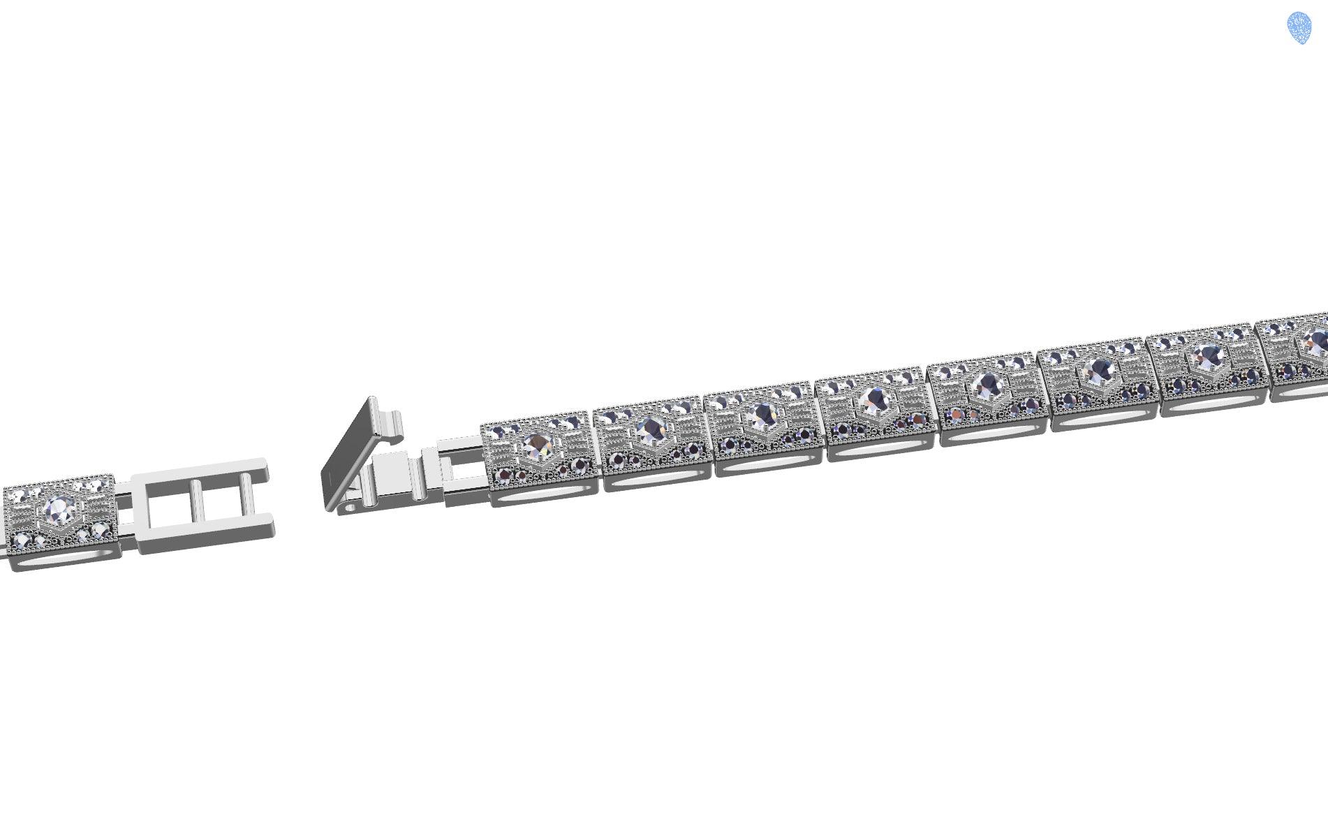 Square Link Milgrain Diamond Bracelet - Thenetjeweler