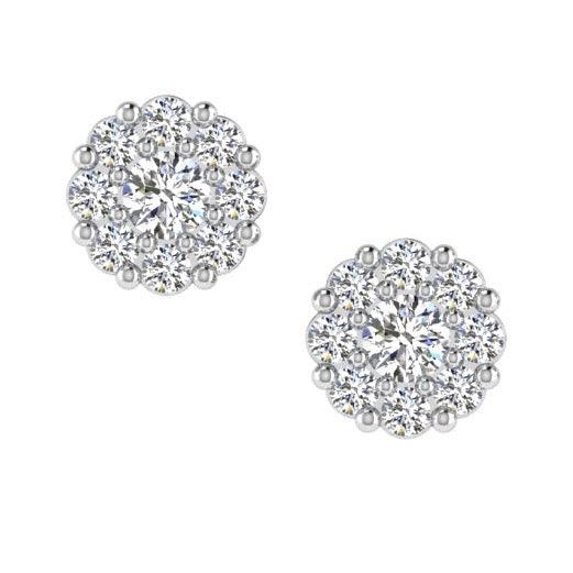 Diamond Halo Stud Earrings 14K Gold (0.30 ct.tw) - Thenetjeweler