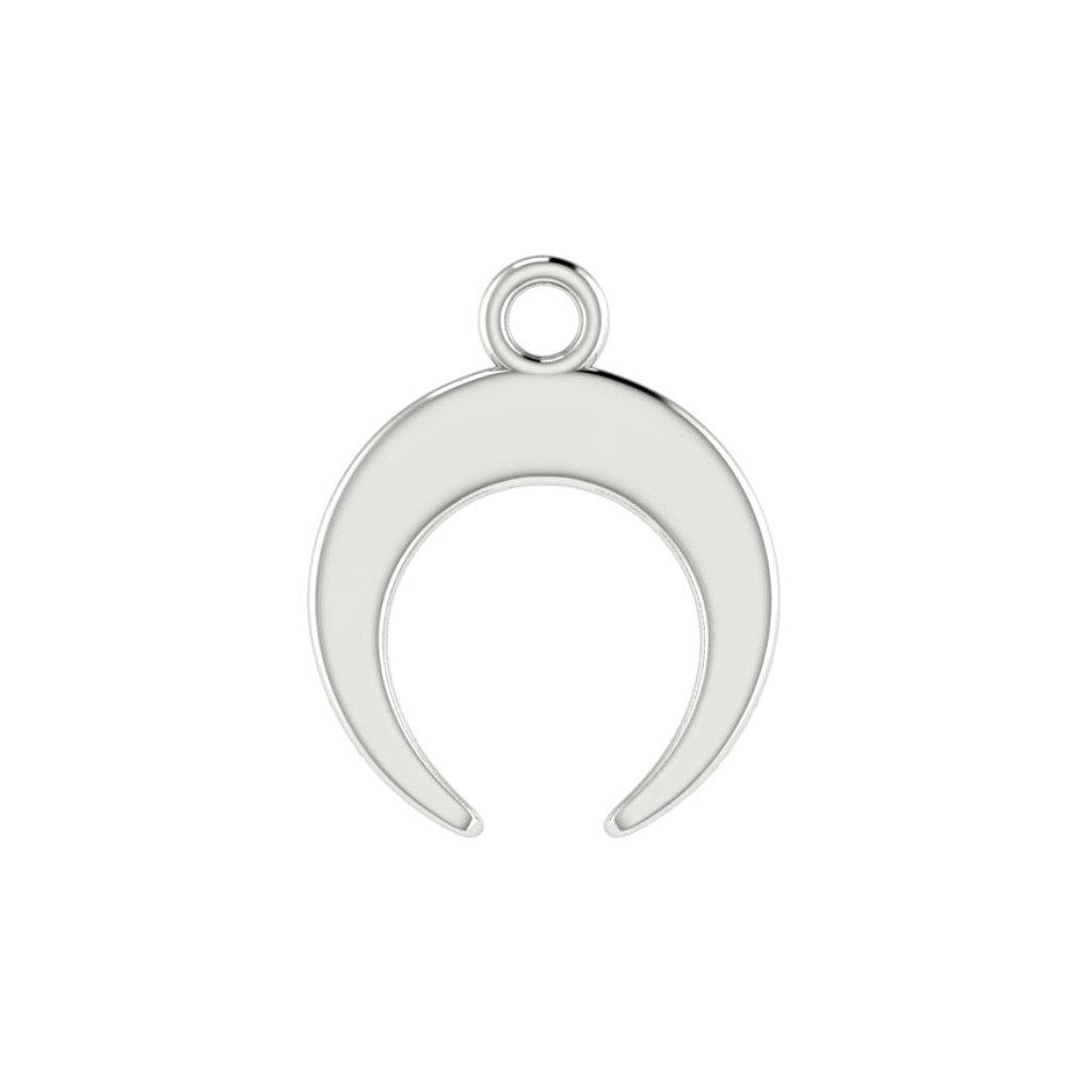 Diamond Crescent Moon Pendant Necklace 18K White Gold - Thenetjeweler
