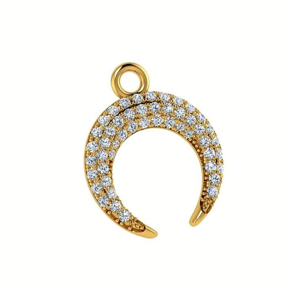 Diamond Crescent Moon Pendant Necklace 18K White Gold - Thenetjeweler
