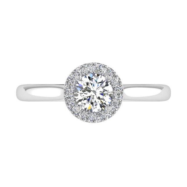 Round Diamond Halo Engagement Ring 18K Gold (0.10 ct. tw) - Thenetjeweler