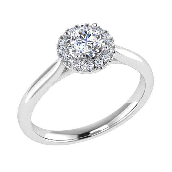Round Diamond Halo Engagement Ring 18K Gold (0.10 ct. tw) - Thenetjeweler