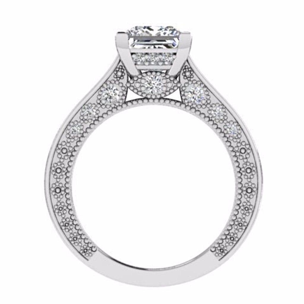 Princess Diamond Engagement and Eternity Ring Set 18K White Gold - Thenetjeweler