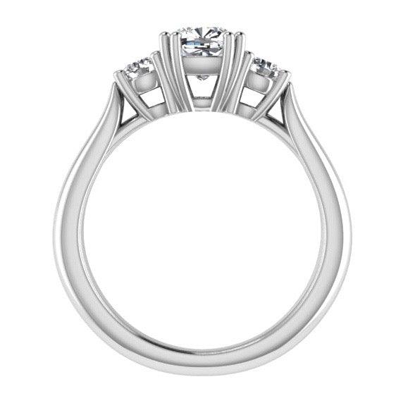 Three Stone Cushion Diamond Engagement Ring 18K Gold - Thenetjeweler