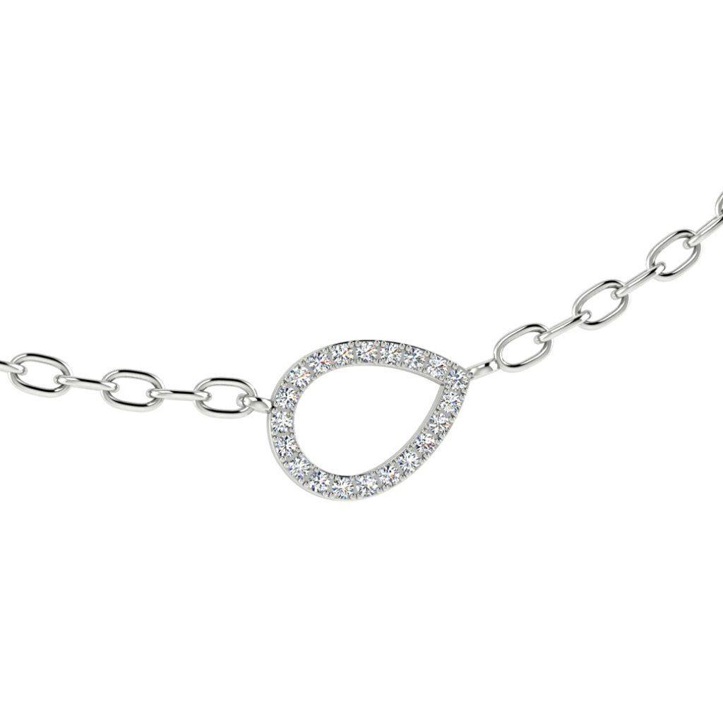 Pear Shaped Micro Pave Diamond Pendant 14K White Gold - Thenetjeweler