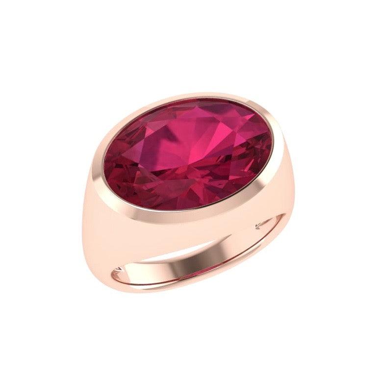 Ruby Gemstone Oval Ring 14K Gold - Thenetjeweler