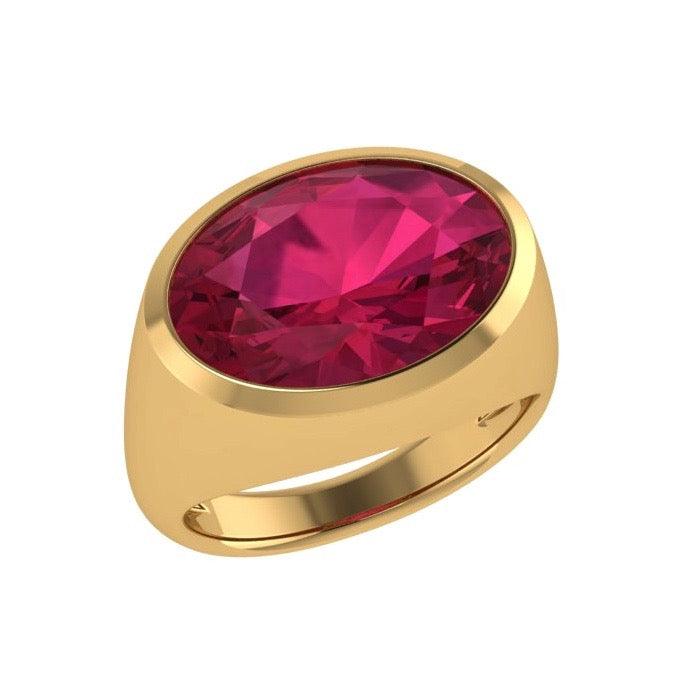 Ruby Gemstone Oval Ring 14K Gold - Thenetjeweler