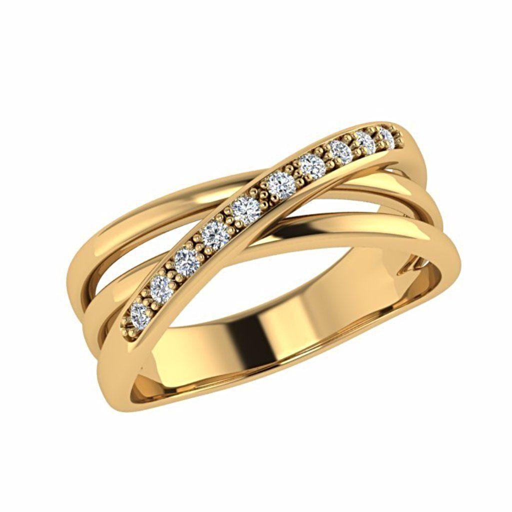 Crossover Diamond Ring 14K Gold - Thenetjeweler