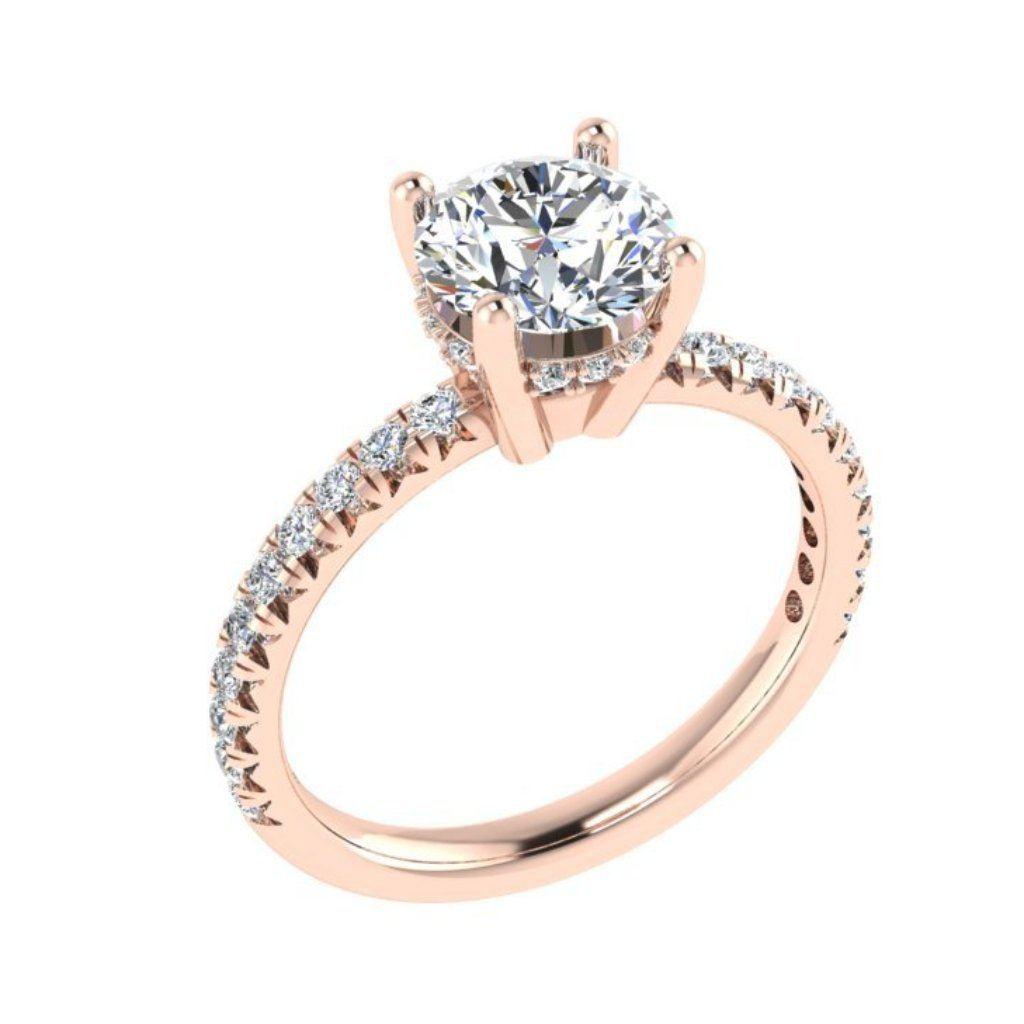 Crown Engagement Ring White Gold Side Diamonds (0.26 ct.tw) - Thenetjeweler