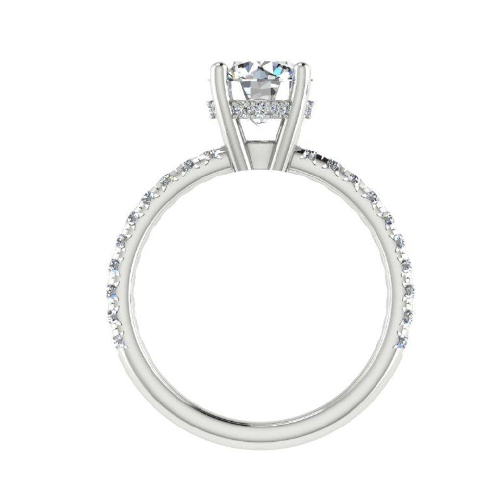Crown Engagement Ring White Gold Side Diamonds (0.26 ct.tw) - Thenetjeweler