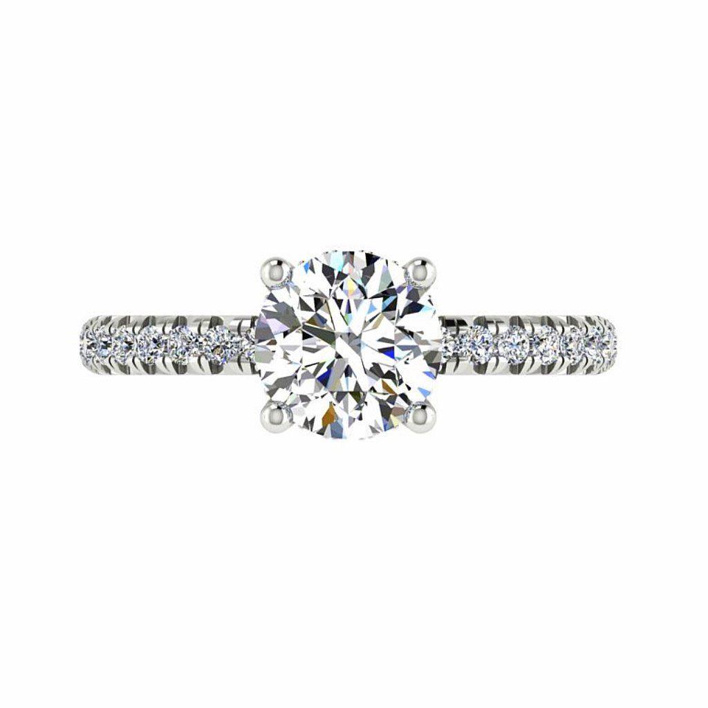 Crown Engagement Ring White Gold Side Diamonds (0.26 ct.tw) - Thenetjeweler